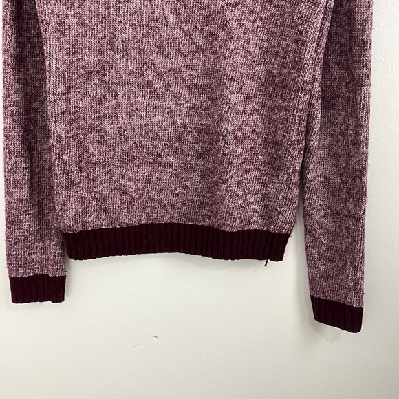 Frank & Oak Burgundy Two-Tone Cotton-Wool Blend Sweater - Picture 8 of 9